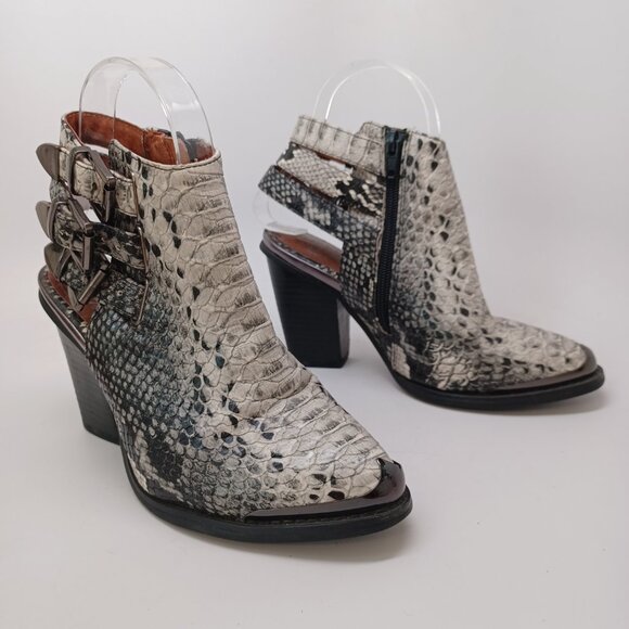Jeffrey Campbell Ankle Booties Ibeza Carlton Snake Python Buckle Heels Size 6.5 - Picture 8 of 16